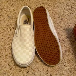 Mens white checkered vans